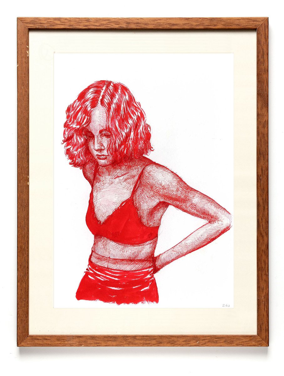 Impressionistic Portrait Ink Drawing By Dario Moschetta, 13 X 17, Portrait 260, Original Artwork