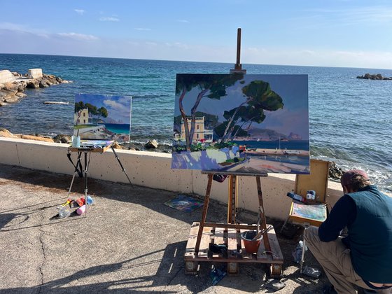 Sea coast Altea. 90x120 acr canv
