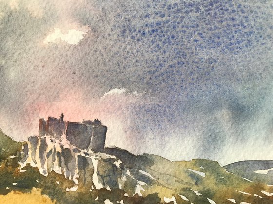 Stormy skies over Carreg  Cennen castle