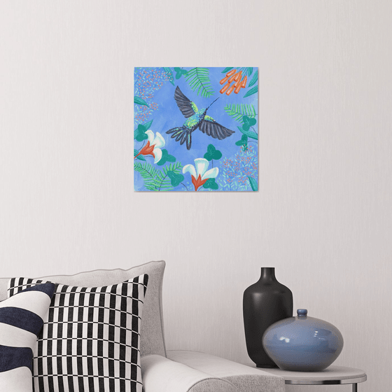 Hummingbird with flowers