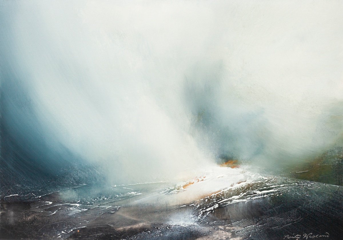 Abstract Landscape Oil Painting By Verity Westwood, 23 X 17", A Calm Evening, Original Artwork