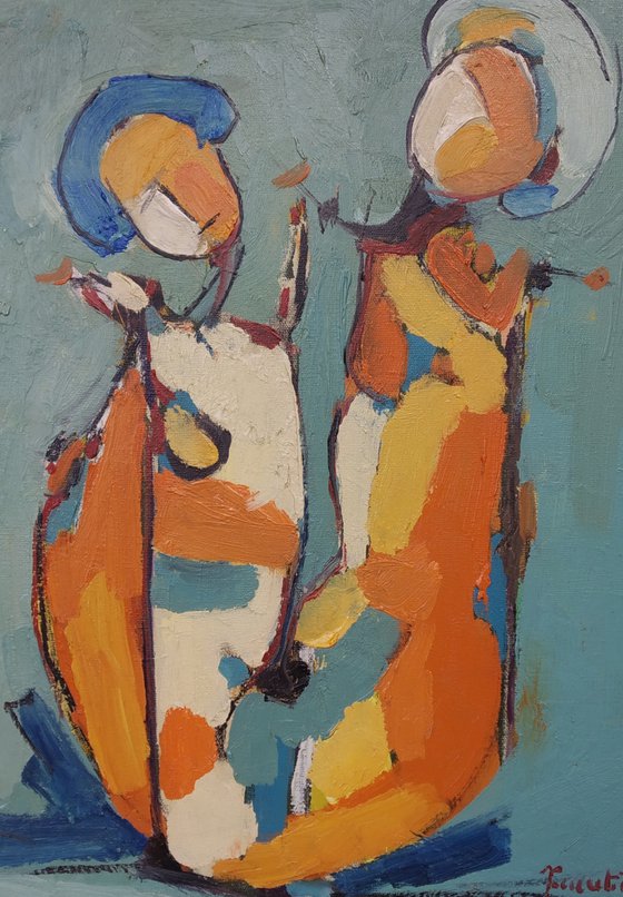 Abstract - Family (30x40cm, oil painting, ready to hang)