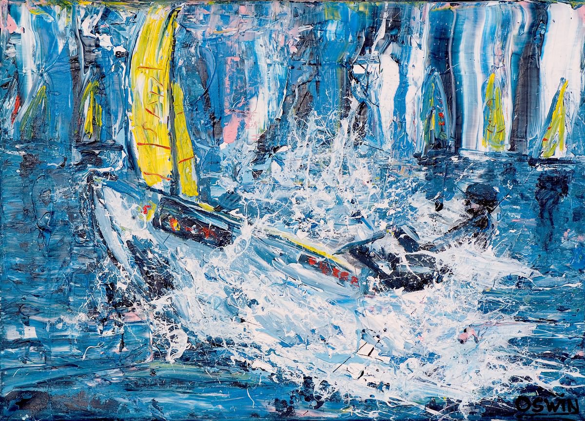 Painting: I AM SAILING - 50 x 70 cm - 19.7 x 27.56 - Sailboat by Oswin Gesselli by Oswin Gesselli