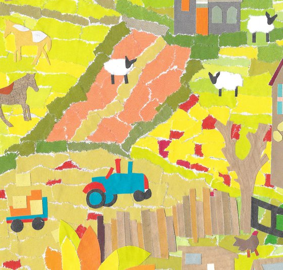 Farm  (Hand Cut Collage picture)