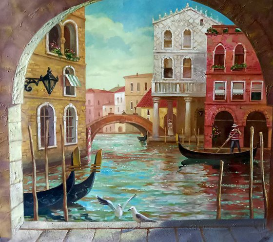 Oil painting Morning in Venice