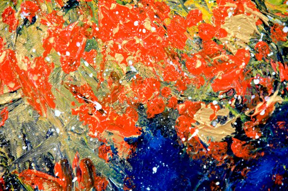 Instant of Genesis. Expressionism acrylic finger painting on canvas