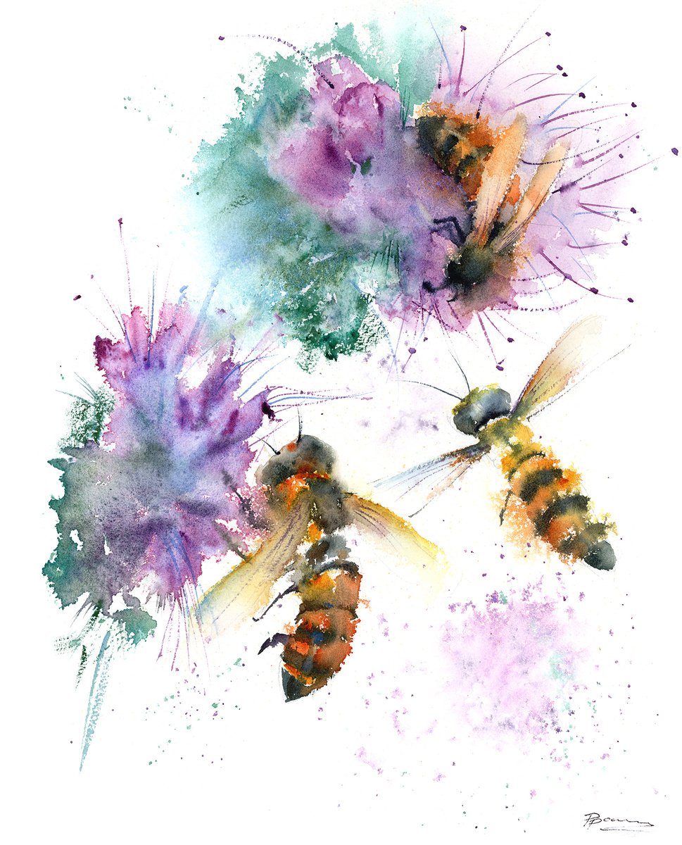 Bees and Flowers by Olga Shefranov (Tchefranova)