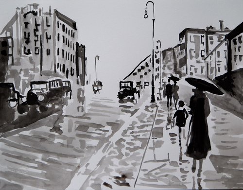 Rainy day  VI / 35 x 27 cm by Alexandra Djokic