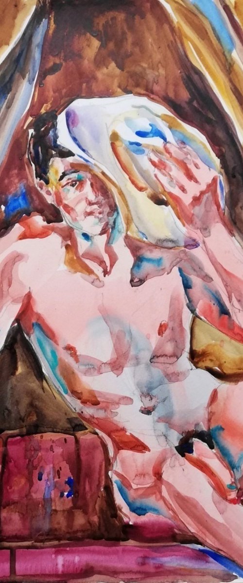 Male Nude with Hat by Jelena Djokic