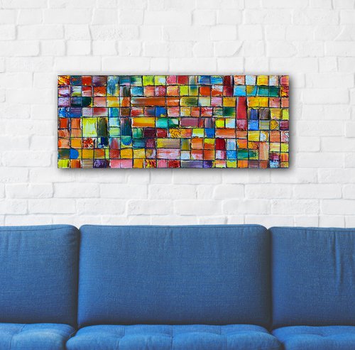 "Taste The Rainbow" - Original PMS Oil Painting On Reclaimed Wood - 28 x 12 inches by Preston M. Smith (PMS)