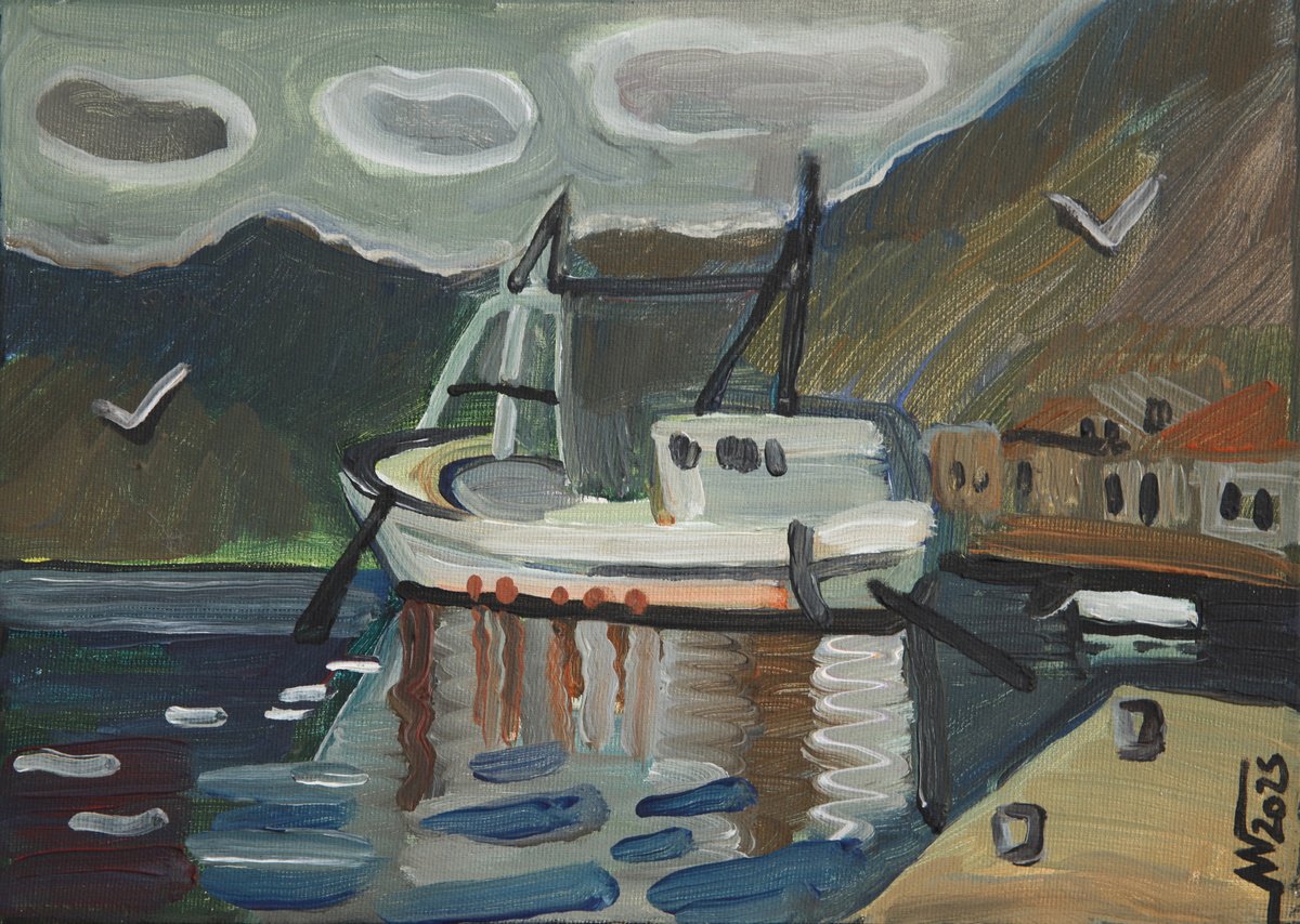 Landscape Acrylic Painting By Marina Gorkaeva, 14 X 10", Boka, Original Artwork