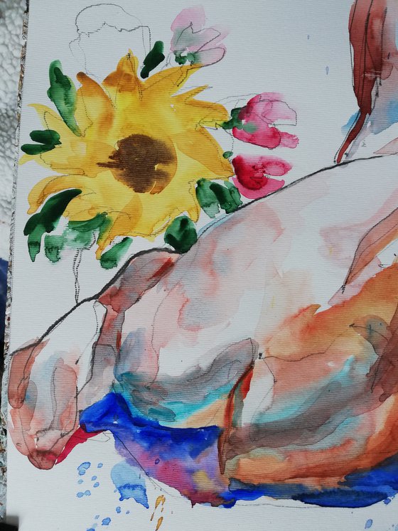 Nude with Sunflower