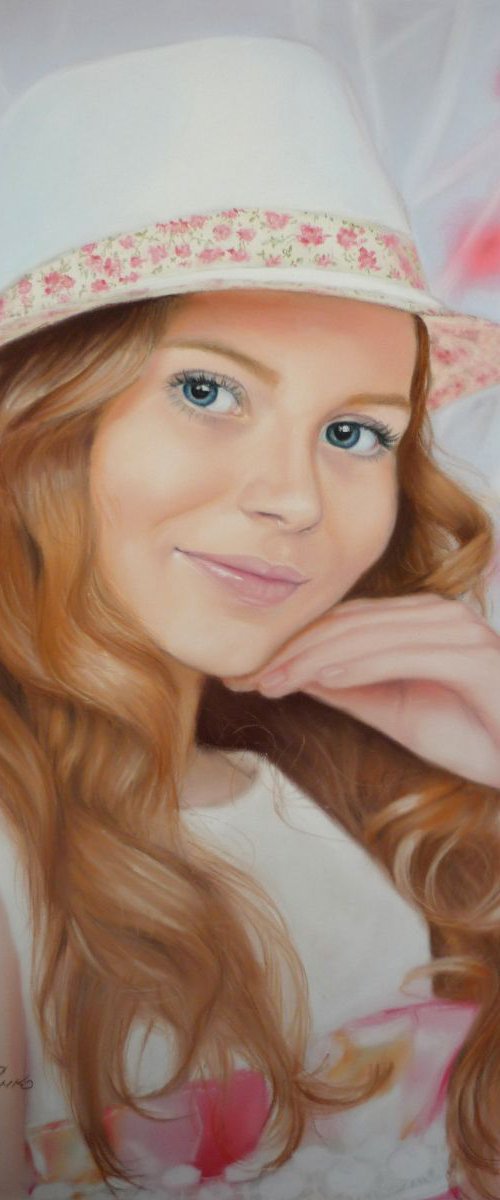 Stephanie.  Custom pastel portrait. by Elena Bondarenko