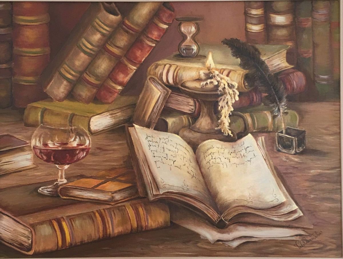 Old books Oil painting by oana voda