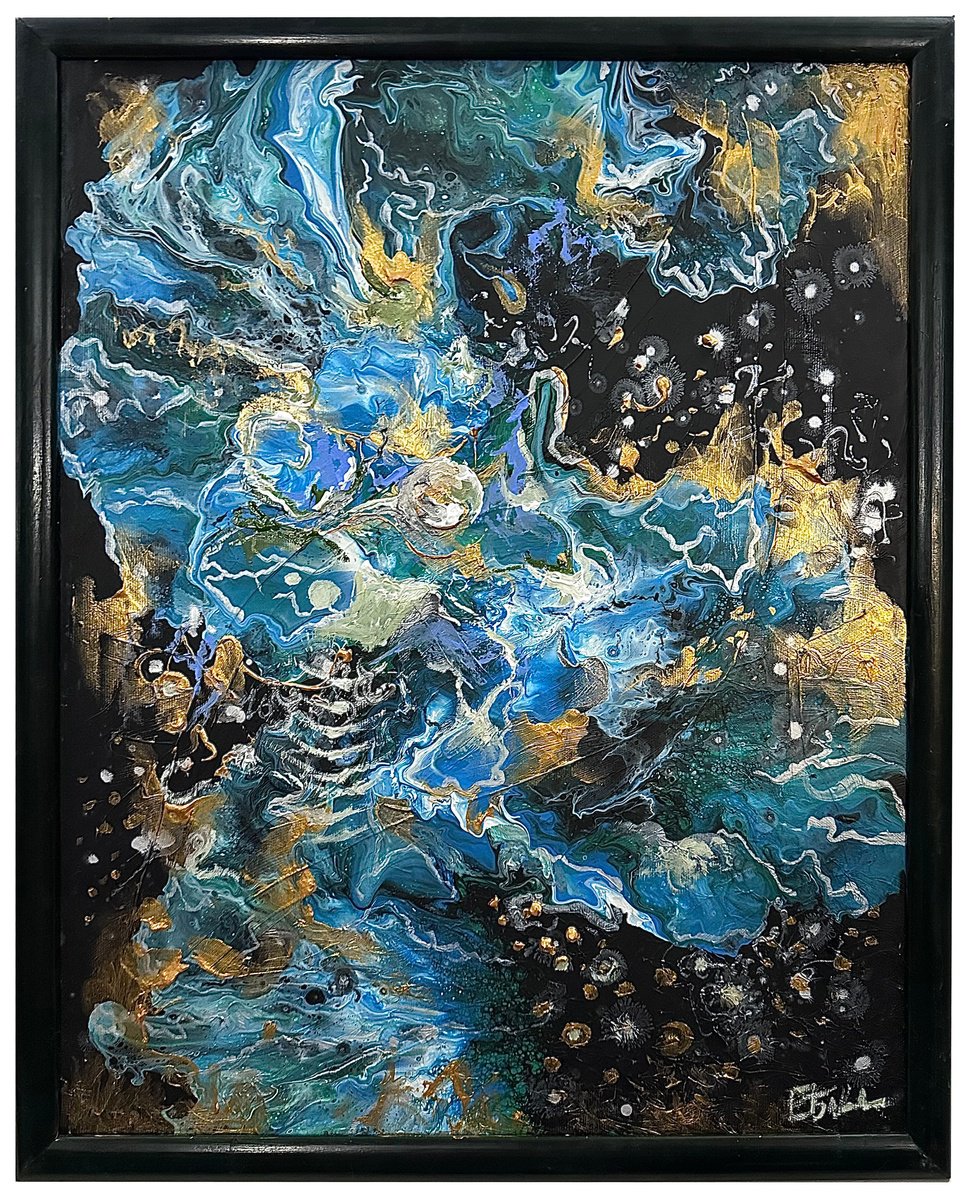 Organic Abstract Acrylic Painting By Eleonora Bakalova, 17 X 21, Space Magic, Original Artwork