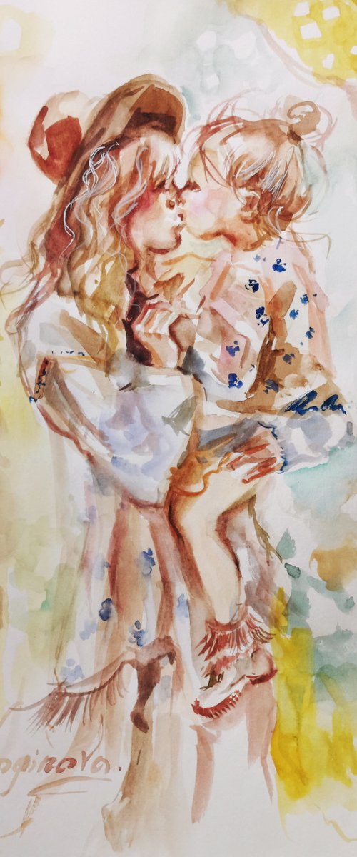 Gift for mom, wall art decor, love, Mother artwork by Annet Loginova