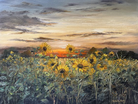 Sunflowers by Sunset