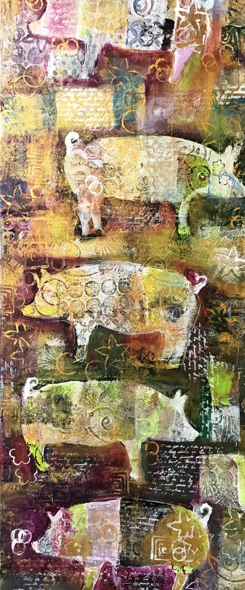 Pigs  Bo Ho Style by Maxine Anne  Martin