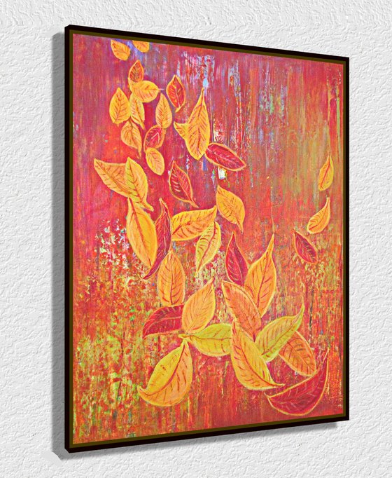 AUTUMN  GOLDEN  LEAVES,    XL,  framed