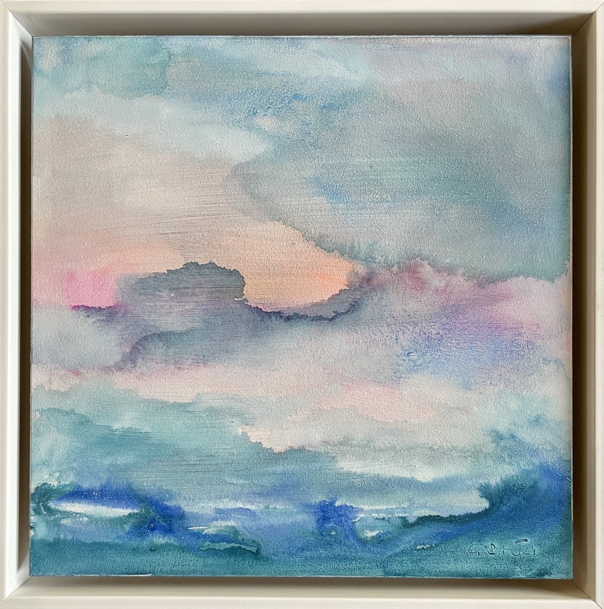 Abstract Landscape Watercolour By Gesa Reuter, 9 X 9, Loving Sky, Original Artwork