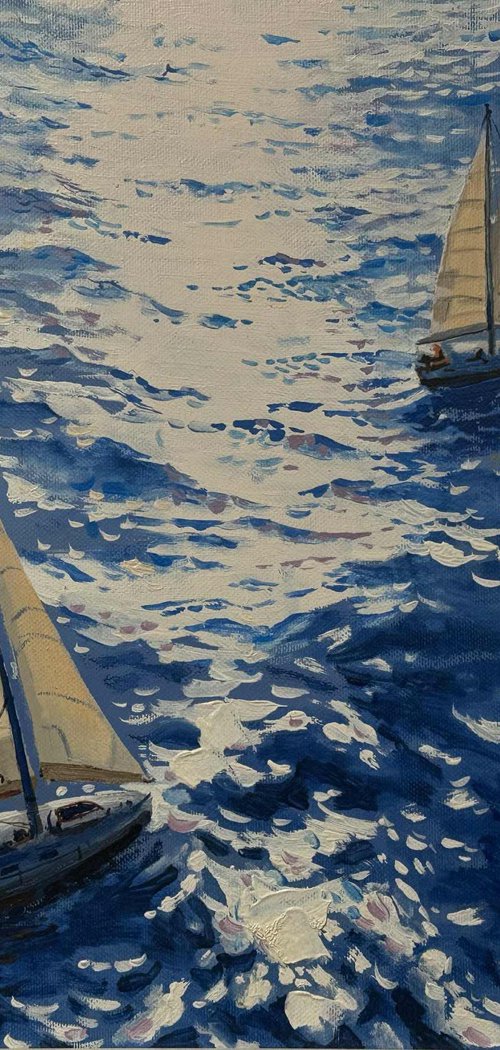Seascape with Sailboats 34 by Garry Arzumanyan
