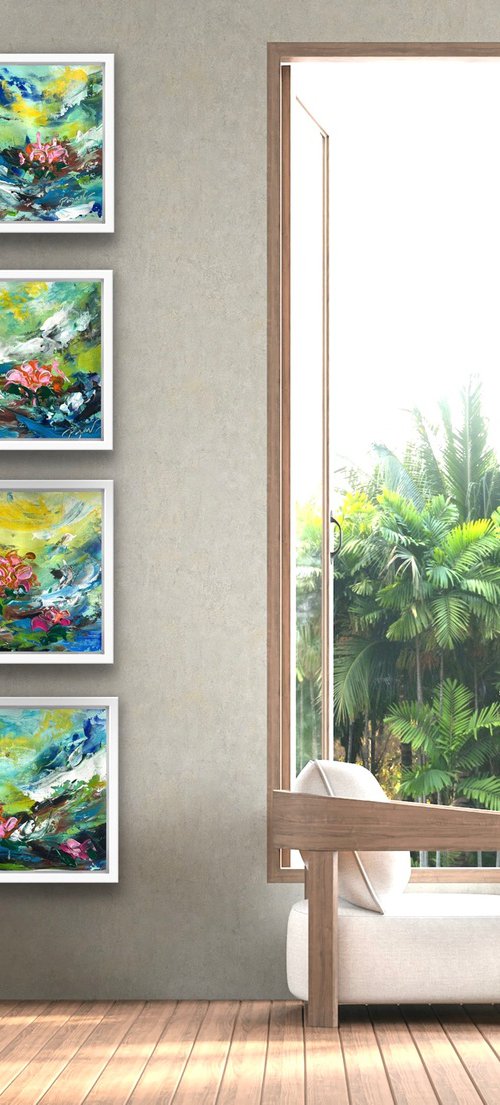 Lily Dreamscape - Quadriptych by Pooja Verma