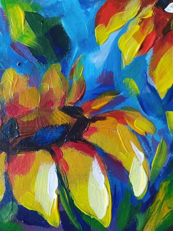 Sunflowers -  acrylic, sunflowers flowers, painting, sunflowers acrylic painting,  painting, flowers