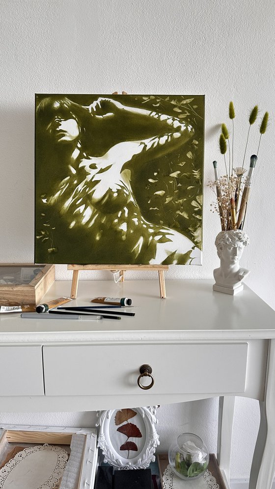 Forest Nymph's Reflection Green Nude Shadows