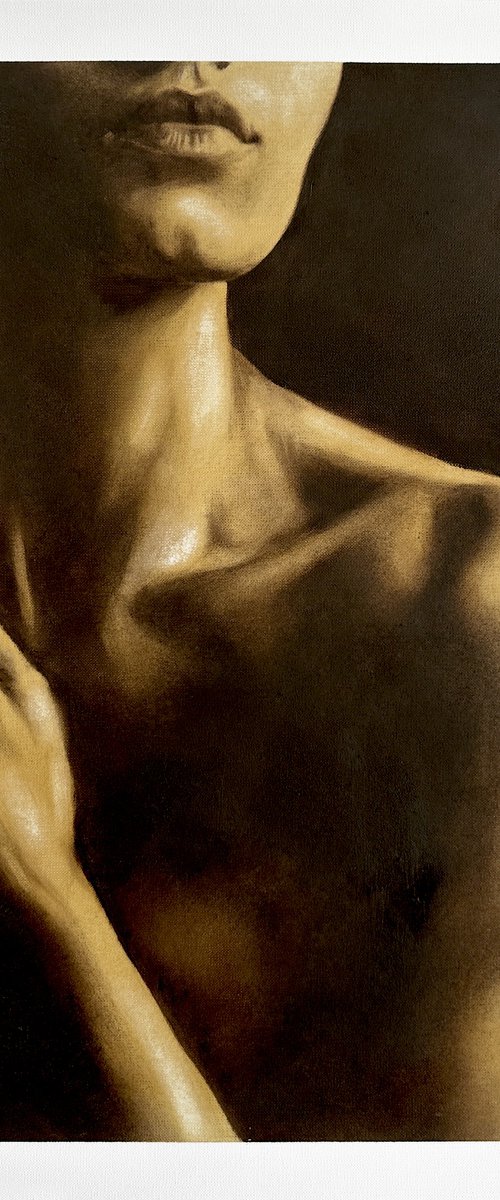 Naked Truth II - Dark Nude, Lips and Hand by Julia Shilo