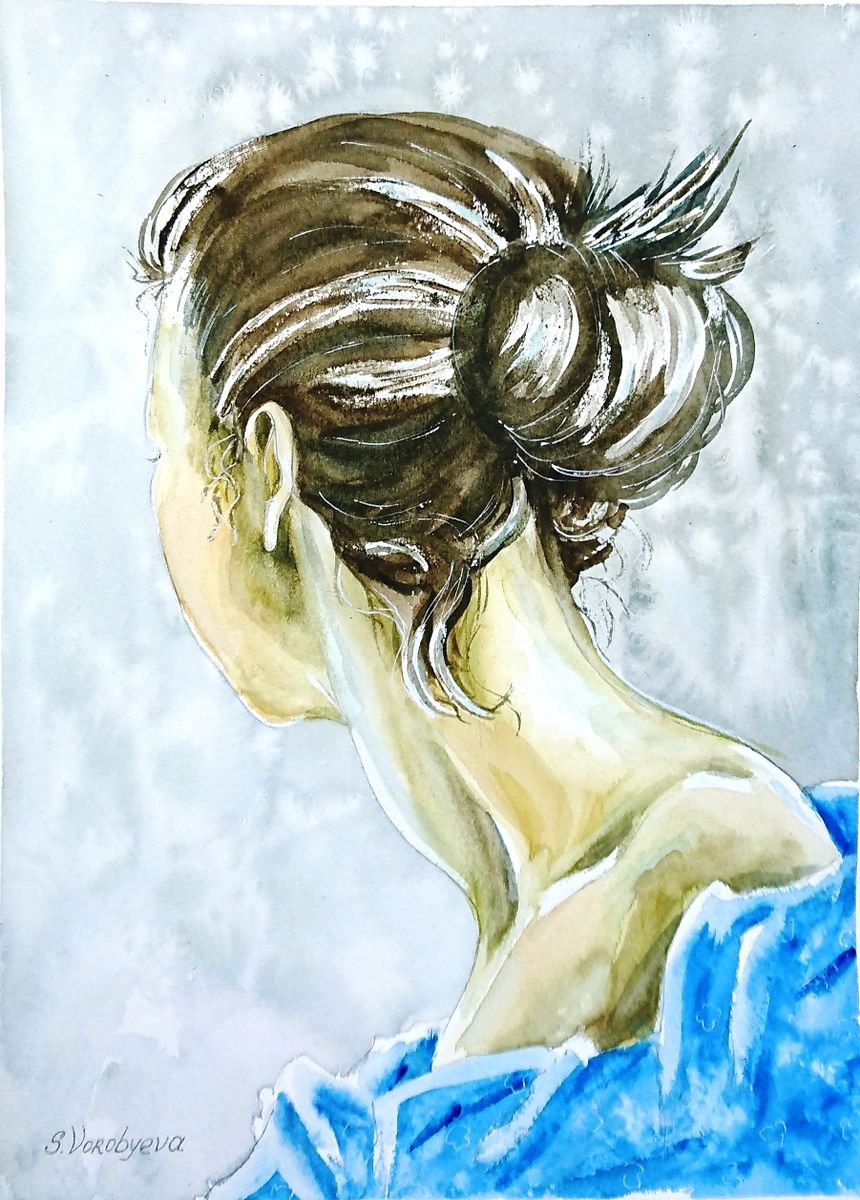 Nothing to say. Watercolor portrait painting. by Svetlana Vorobyeva