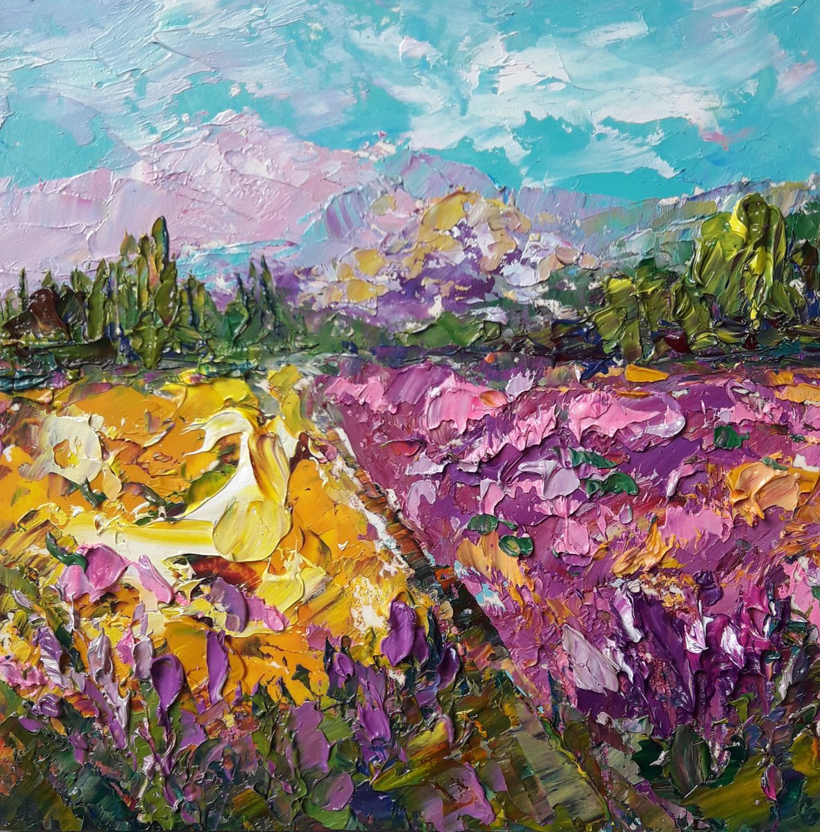 painting Mountain Landscape of Tuscany Italy Flower Painting, Art Painting by Kseniya Kova... by Kseniya Kovalenko