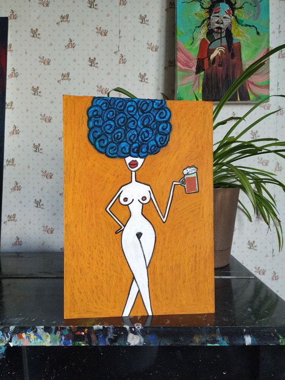 Nude with beer