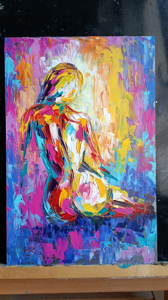 Nude - erotic, nu, body, woman, woman body, oil painting, gift for him, gift for man, nu