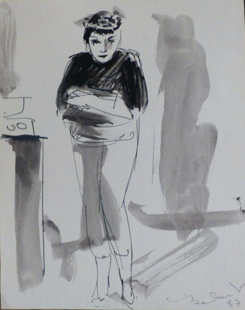 Woman In the Kitchen, 21x17 cm by Frederic Belaubre