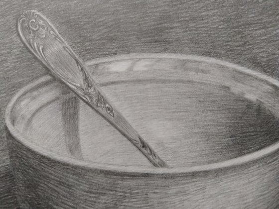 Still life. 17 o'clock. Original pencil drawing.