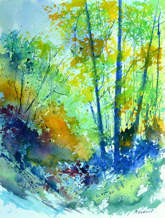 Colourful wood - watercolor