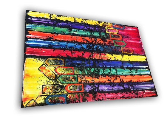 "The Grown-Ups Are Talking" - Original Xt Large PMS Abstract Triptych Oil Paintings On Canvas and Recycled Wood - 76" x 26"