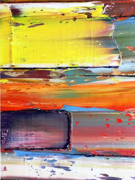 "Rotting Rainbow" -  Original PMS Oil Painting On Reclaimed Wood - 38 x 12 inches