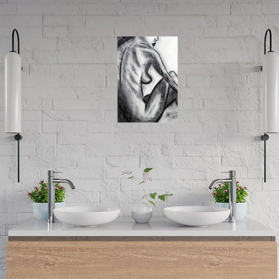 Woman Nude Charcoal Art