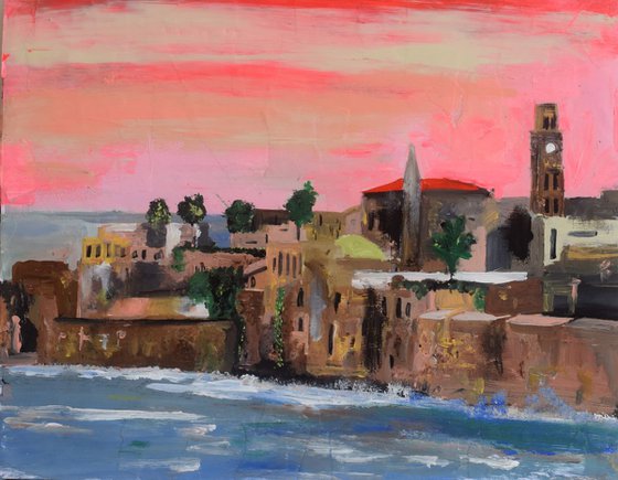 A View of Akko at Sunset