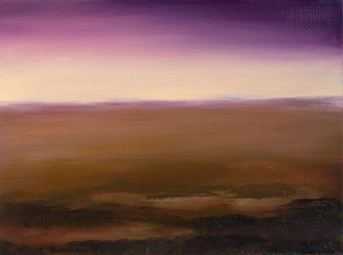 Impressionistic Landscape Oil Painting By Fabienne Monestier, 11 X 8, The Mauve Dawn, Original Artwork