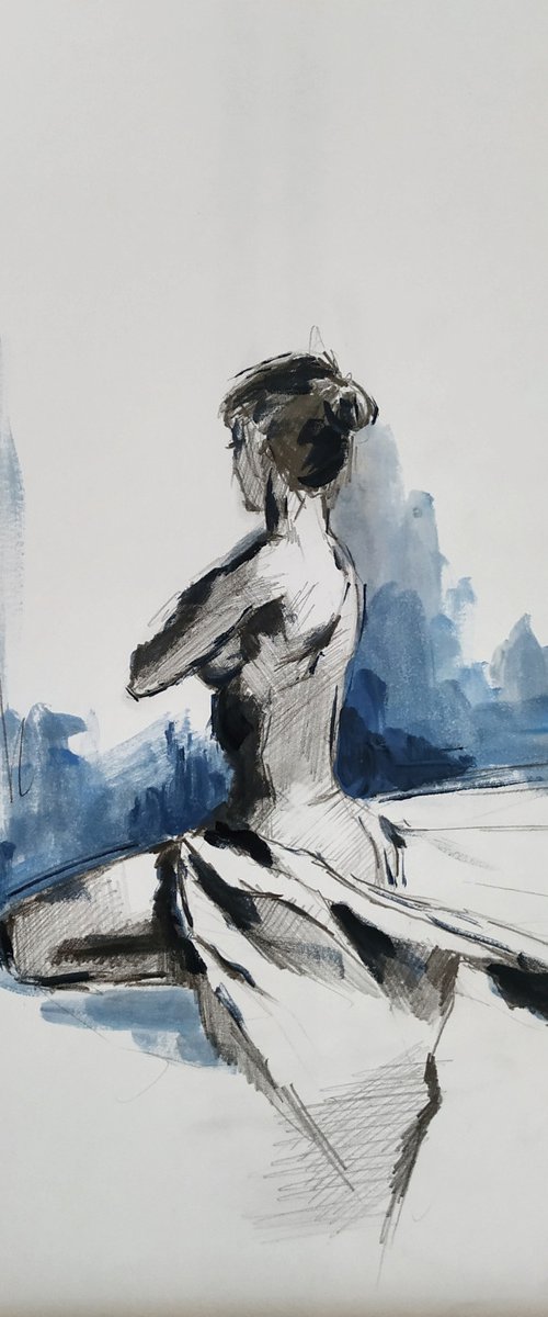 Sitting woman by Elvira Sultanova
