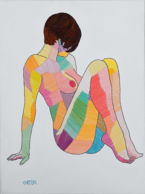 Embroidered Female Nude Figure Study 1