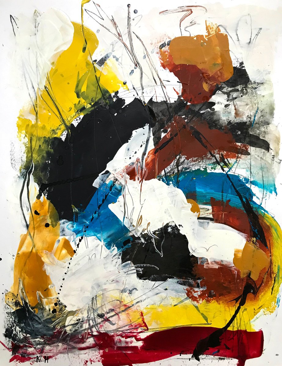 Organic Abstract Oil Painting By Kris Haas, 19 X 24", Playful Reality # 51, Original Artwork