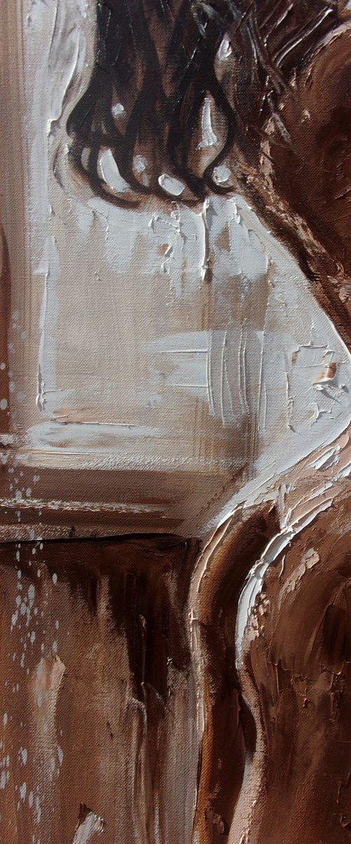 " YOUR SHIRT "- 80x60 window liGHt  ORIGINAL OIL PAINTING, GIFT, PALETTE KNIFE by Monika Luniak