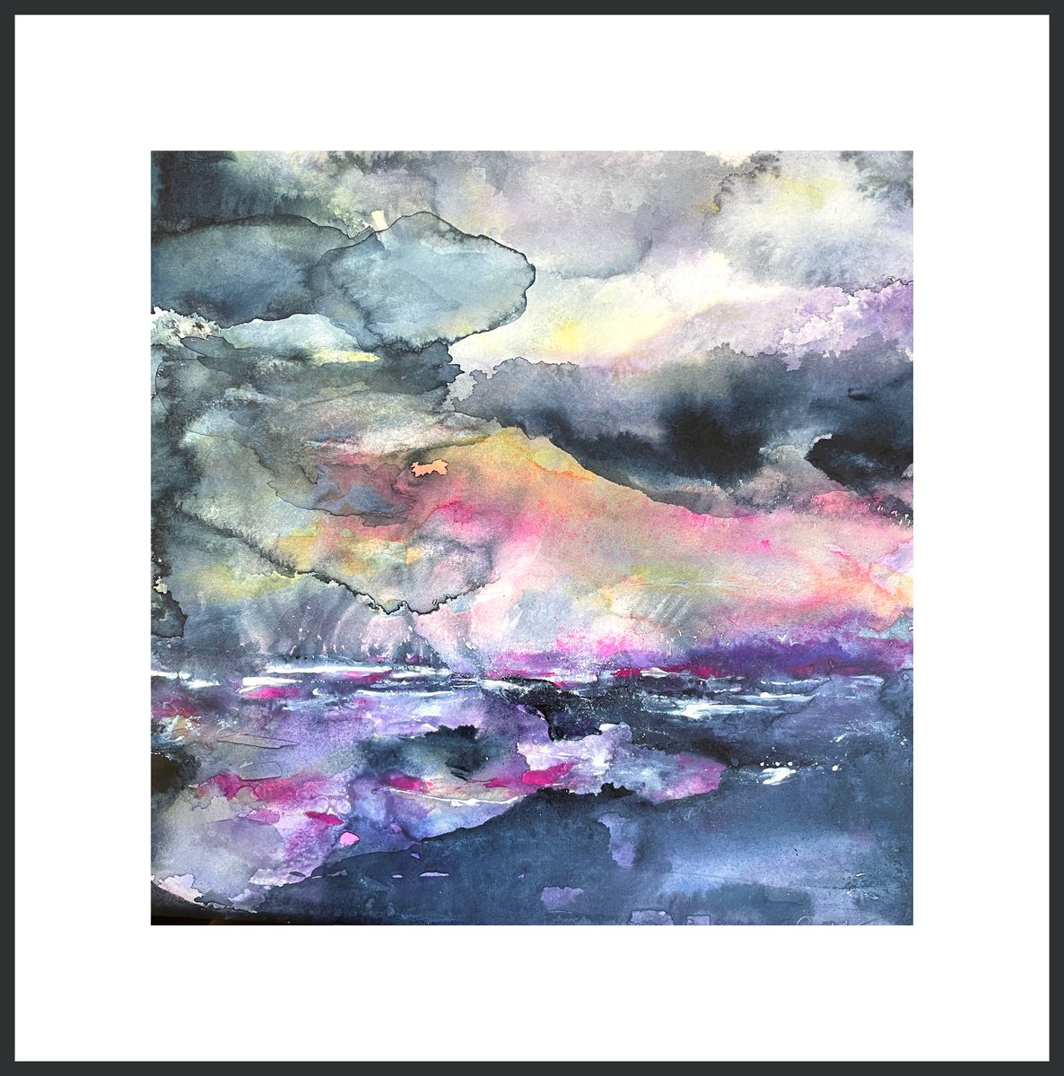 Abstract Landscape Watercolour By Gesa Reuter, 12 X 12, Drama, Baby, Drama!, Original Artwork