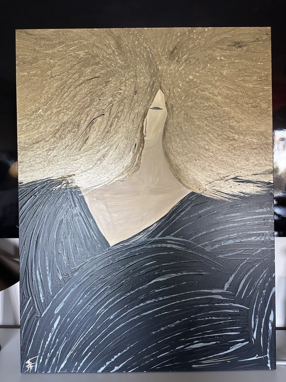 "Doree " - Gold Figurative Portrait