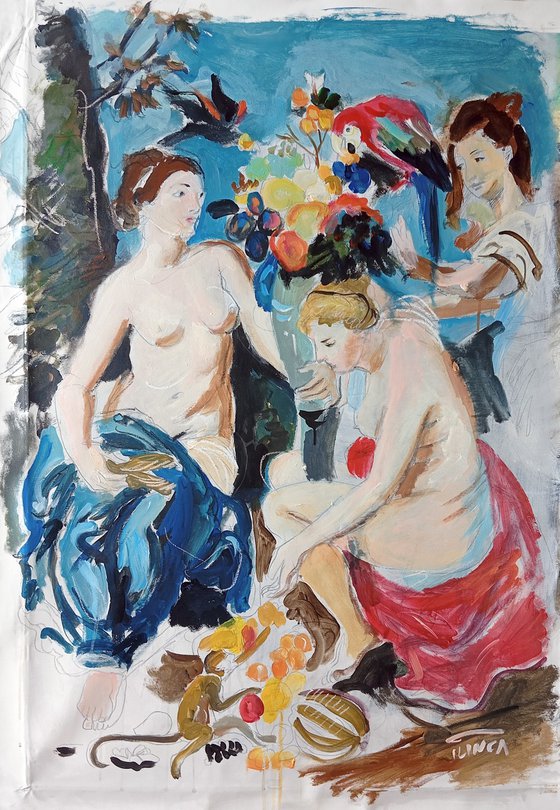 Ceres with Two Nymphs (study)