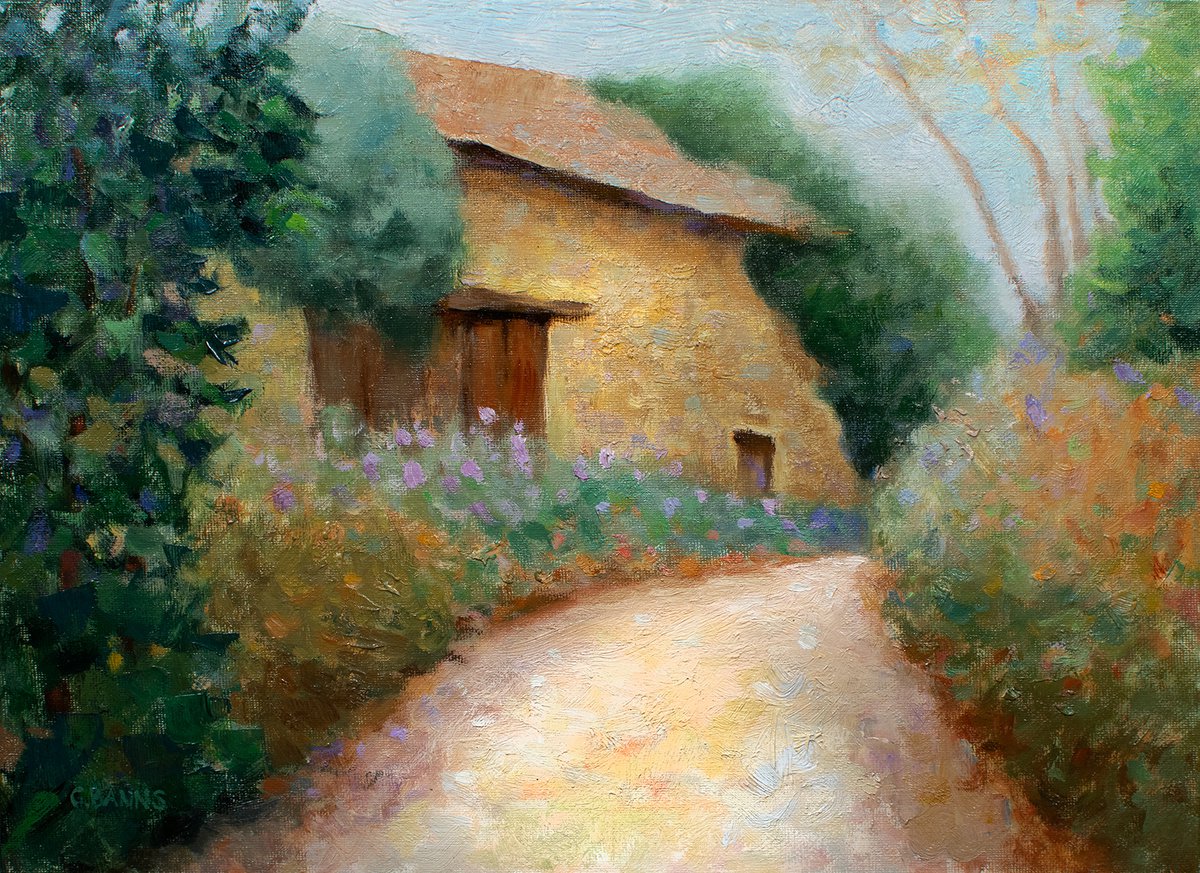 The Abandoned Barn, impressionist oil painting by Gav Banns