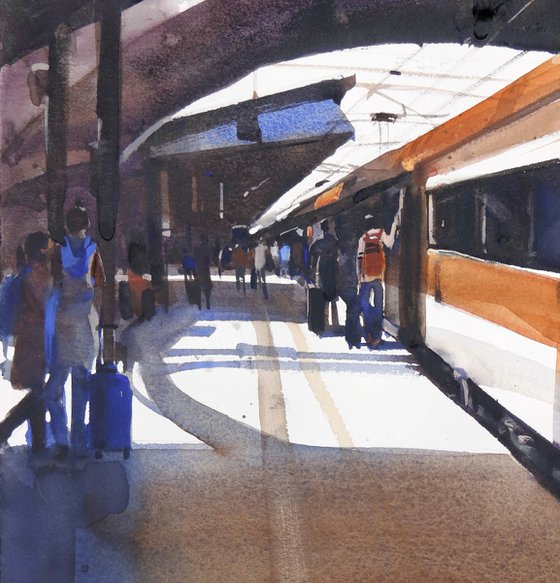 Light-in train in station